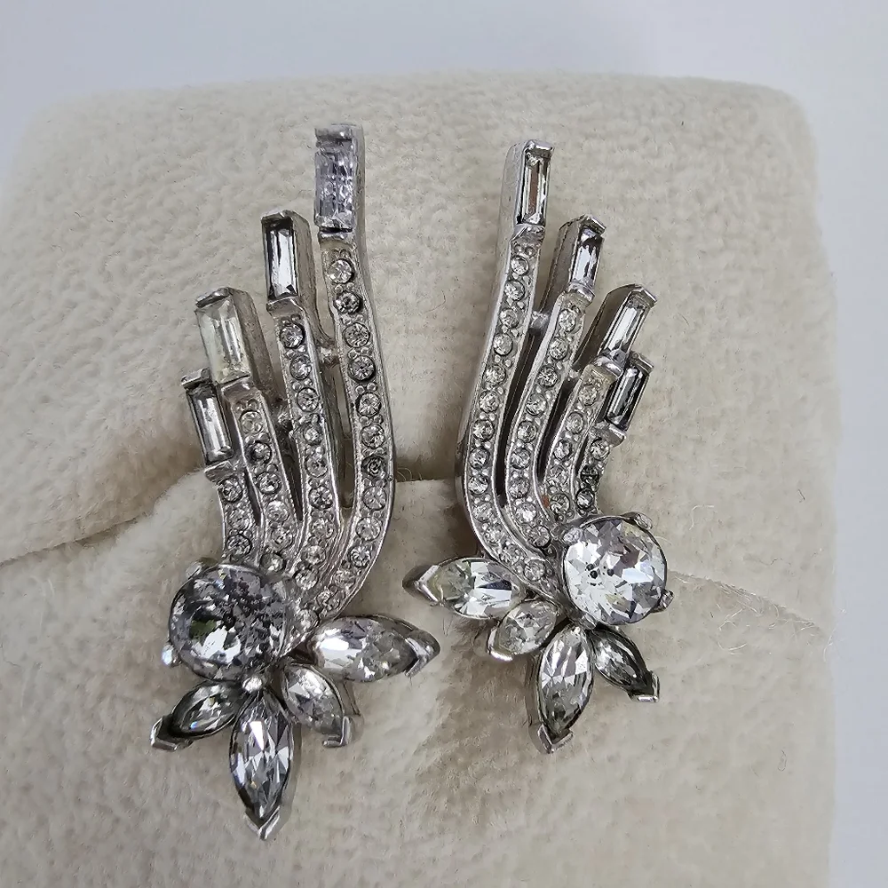 Vintage 1950s Rhodium Plated Rhinestone 